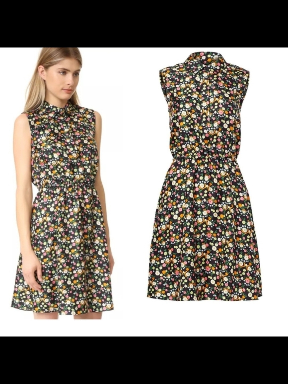 Tory Burch Black Sleeveless Floral Mini Dress